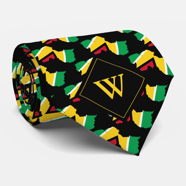 Cravate GUYANA Écriture chrétienne Monogramme NOIR (Roulé)