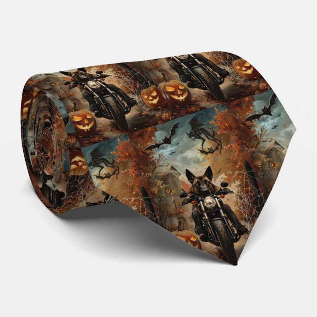 Cravate Halloween berger Anatolien moto équitation (Roulé)