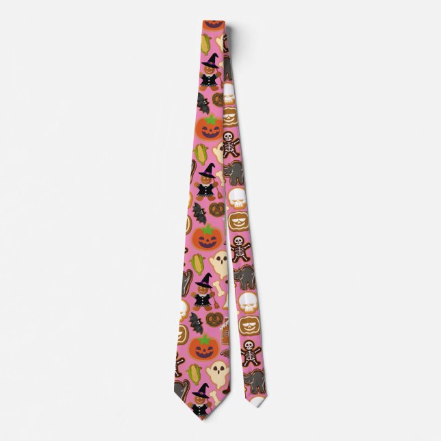 Cravate Halloween Cookies Motif Collection Pink BG (Devant)