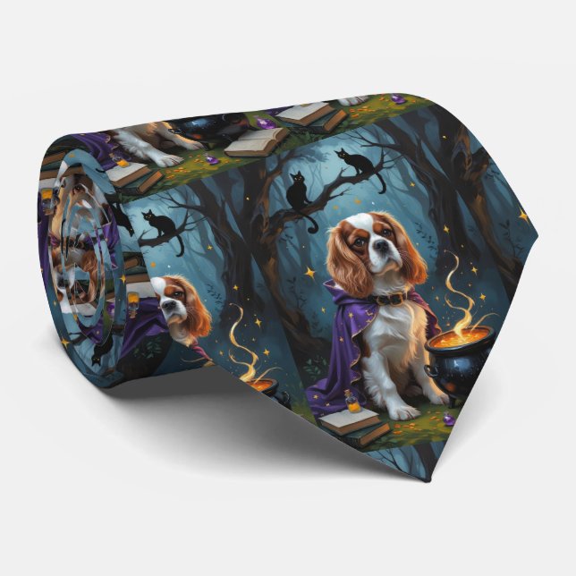 Cravate Halloween lunique Cavalier King Charles Spaniel (Roulé)