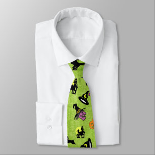 Cravate Halloween Random Iconic Motif Green BG