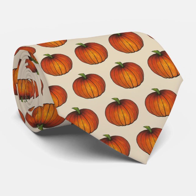 Cravate Halloween Thanksgiving Automne Harvest Citrouille  (Roulé)