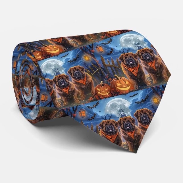 Cravate Halloween Tibétain Mastiff Éffrayant (Roulé)