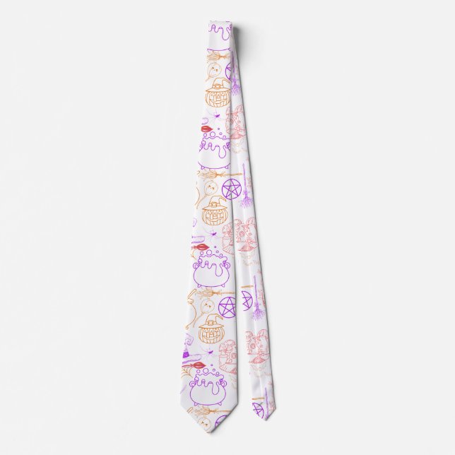 Cravate Halloween Witchcraft Motif Neon 01 (Devant)