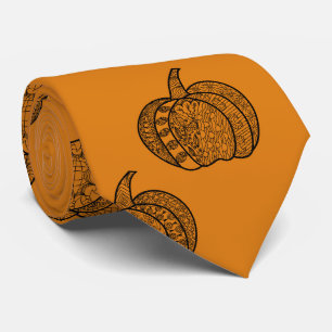 Cravate Halloween Zentangle® inspiré des citrouilles Autom