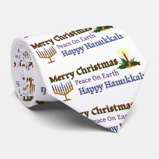 Cravate Hanoukka de Noël (Roulé)