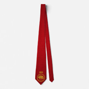 Cravate Happy Chinese New Year 2023 Rabbit Red Gold