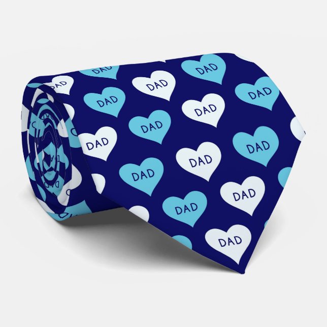 Cravate Happy Fête des pères Heart Shapes Papa Love (Roulé)