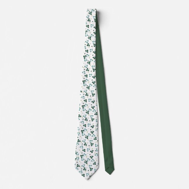 Cravate Happy Green Clover Feuille Motif d'art III (Devant)