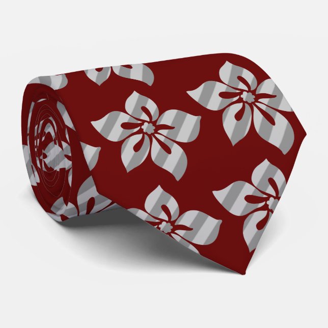 Cravate Happy Hibiscus Stripe Hawaiian Imprimé à deux côté (Roulé)