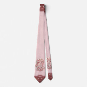 Cravate Harmonie en rose, majestueuse clef trible stylisée