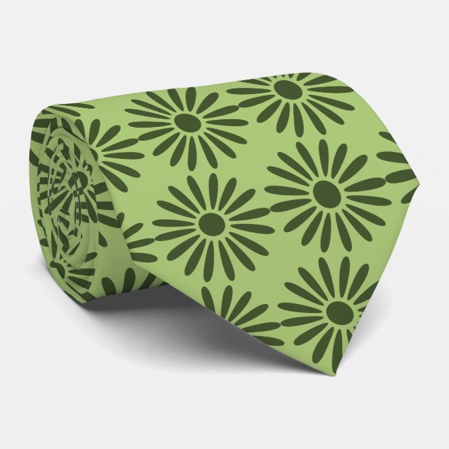 Cravate Havenwood Daisy Foulard Moss Vert à deux côtés (Roulé)