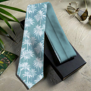 Cravate Hawaiian Palm Tree Silhouette Motif Turquoise ID10