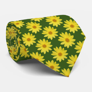 Cravate Helianthus 'Lemon Queen' Motif - Forest Green