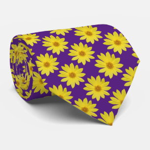 Cravate Helianthus 'Lemon Queen' Motif - Royal Purple