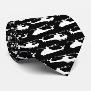 Cravate Hélicoptère de l'aviation noire et blanche