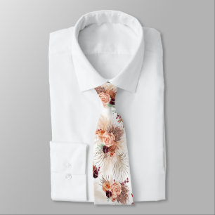 Cravate Herbe des Pampas et Fleurs en Terracotta Fête Exot
