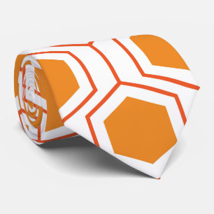 Cravate Hexagon abstract geometrical pattern en orange et