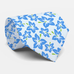 Cravate Hibiscus Bleu, Fleurs Bleues, Motif De Fleurs