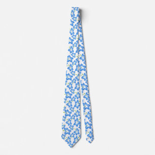 Cravate Hibiscus bleu motif hawaïen