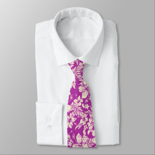 Cravate Hibiscus Pareau Hawaïen Floral Radiant Orchid