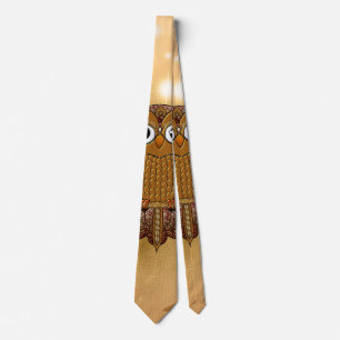 Cravate Hibou d'or merveilleux