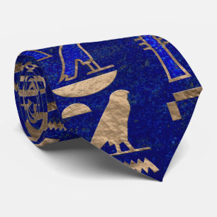 Cravate Hiéroglyphes égyptiens motif Gold Lapis Lazuli