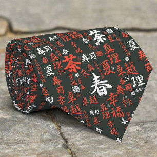 Cravate Hiéroglyphes japonais Lettres Japon