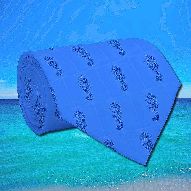 Cravate hippocampe graphique micro-motif à deux tons (Créateur téléchargé)