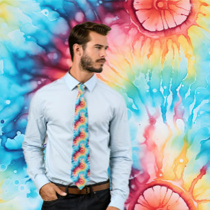 Cravate Hippy Retro années 1960 Rainbow Cravate-Dye Motif
