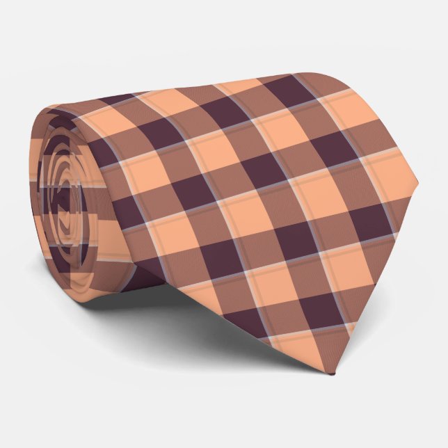 Cravate Hit Pink and Livid Brown Plaid Neck Tie (Roulé)