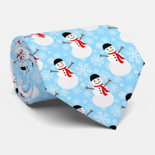 Cravate Hiver Snowman Cute Blue Holiday