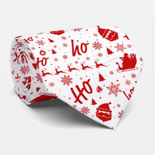 Cravate Ho Ho Ho Ho Motif de Noël blanc et rouge
