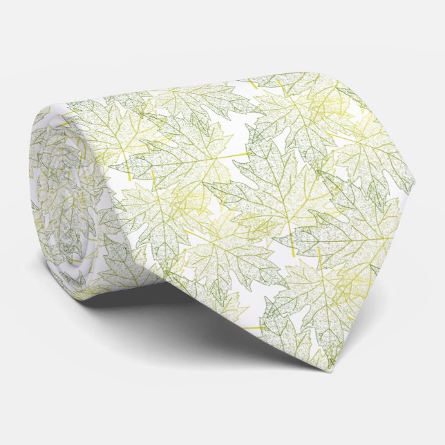 Cravate Hojas De otoño verde con amarillo (Roulé)
