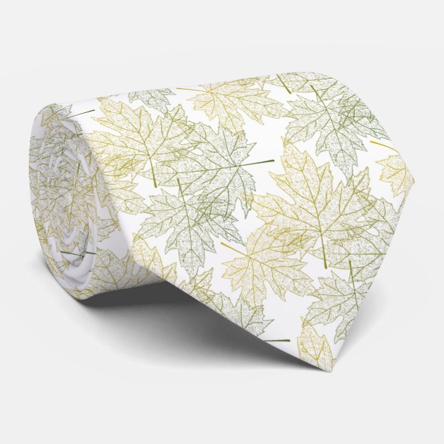 Cravate hojas de otoño verde con mostaza (Roulé)