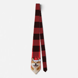 Cravate Holiday Akita Dog Red Buffalo Plaid Christmas