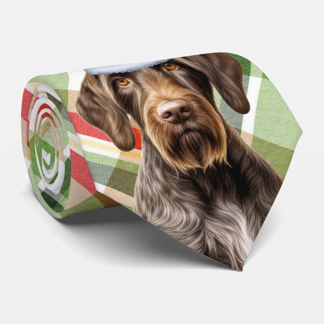 Cravate Holiday Wirehaired Pointer Dog Plaid Christmas (Roulé)