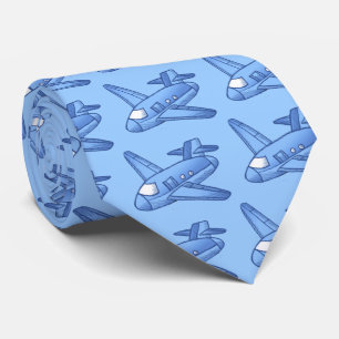 Cravate homme avion bleu clair