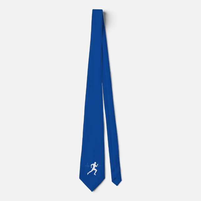Cravate Homme coureurs Silhouette sur Arrière - plan bleu (Devant)