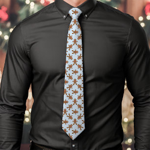 Cravate Homme en pain d'épices bleu à pois Noël
