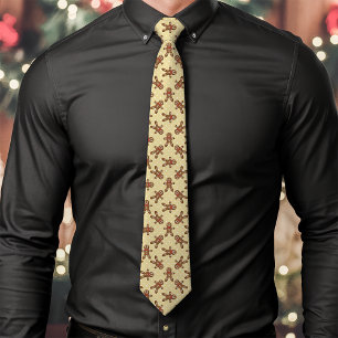 Cravate Homme en pain d'épices jaune à pois Noël