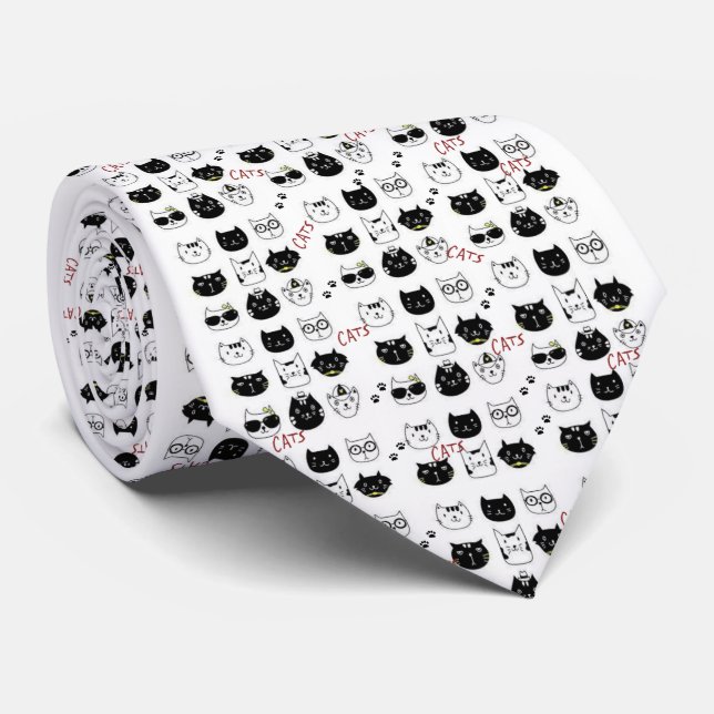 Cravate Hommes Designer Chats Whimsical Kittens (Roulé)