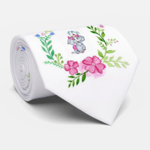 Cravate Hommes Designer Eléphant Floral