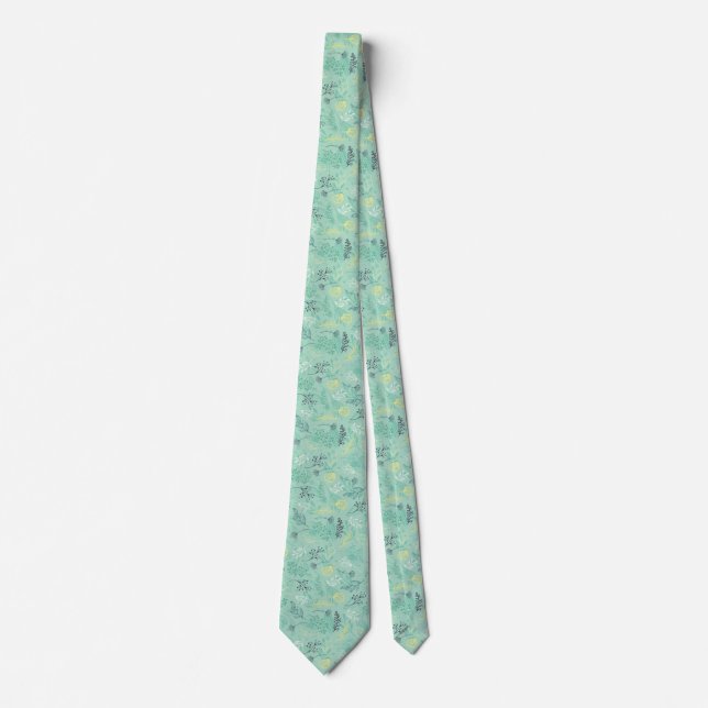 Cravate Hommes floraux verts " s de motif (Devant)