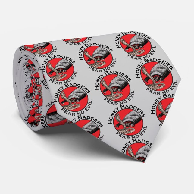 Cravate Honey Badey ne craignez pas mal Badass Red Animal  (Roulé)