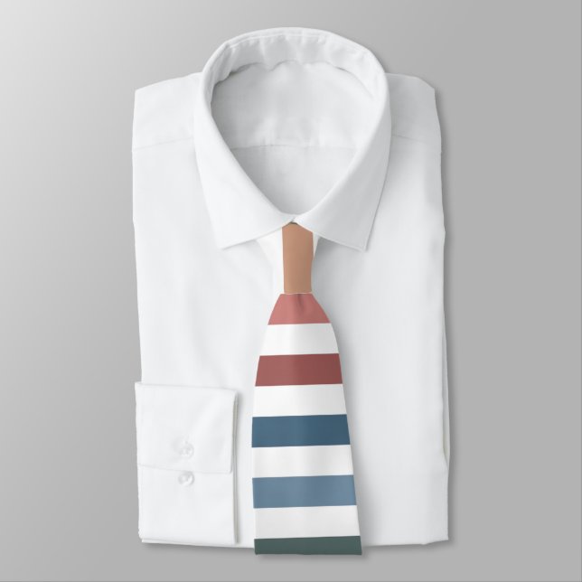 Cravate Horizontal Terracotta and Teal Stripes (Attaché)