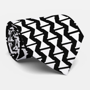 Cravate Horloge cool en verre de sable noir et blanc motif