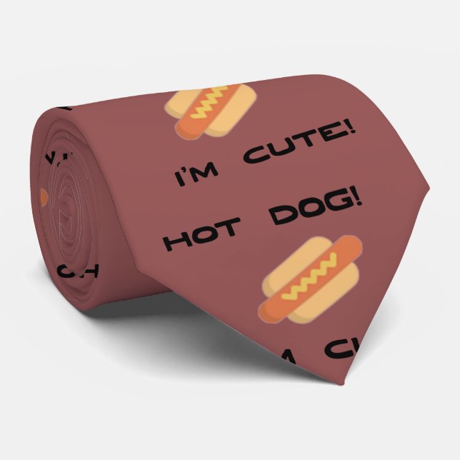 Cravate Hot Dog Je suis mignon (Roulé)