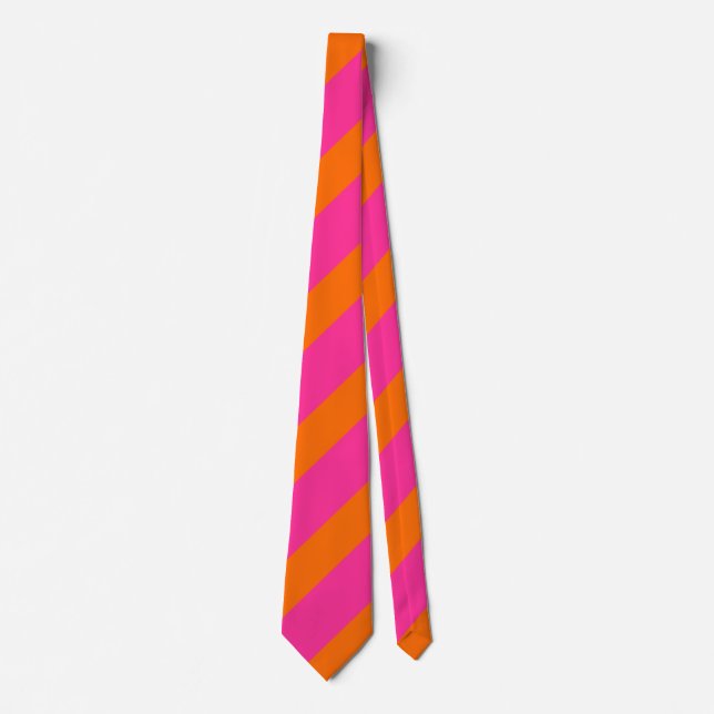 Cravate Hot Pink and Bright Orange Stripes  (Devant)