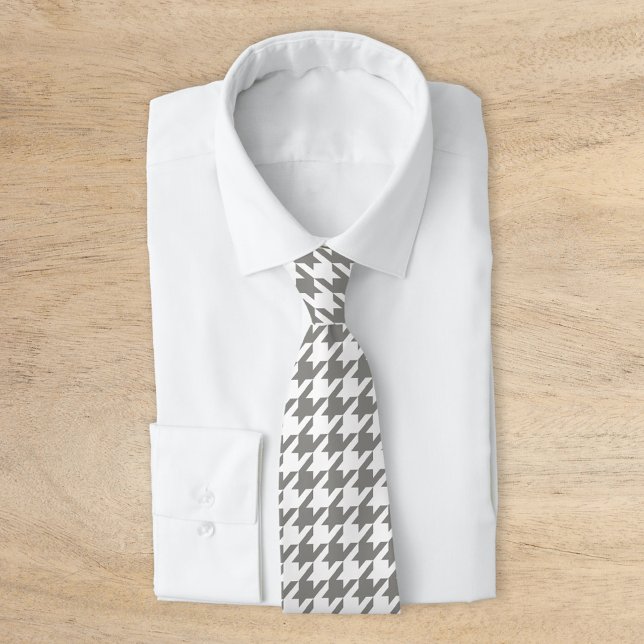 Cravate Houndstooth classique gris et blanc (Créateur téléchargé)